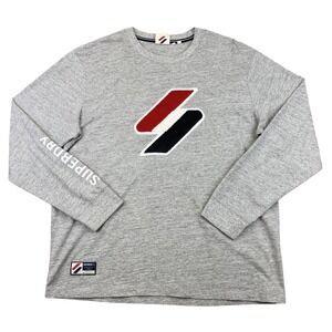 Superdry Sweatshirt Mens XL Gray Logo Crewneck Long Sleeve Patch M6010547A